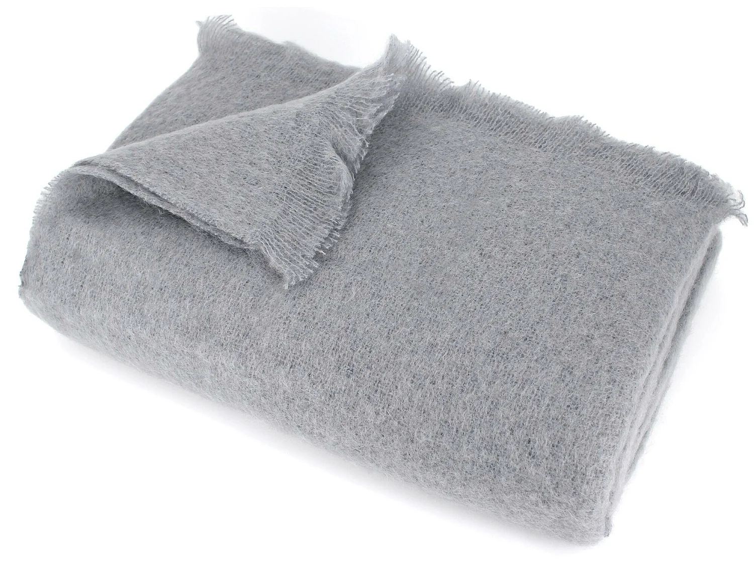 Couverture 180x220 cm Laine Mohair THESEE Gris Perle