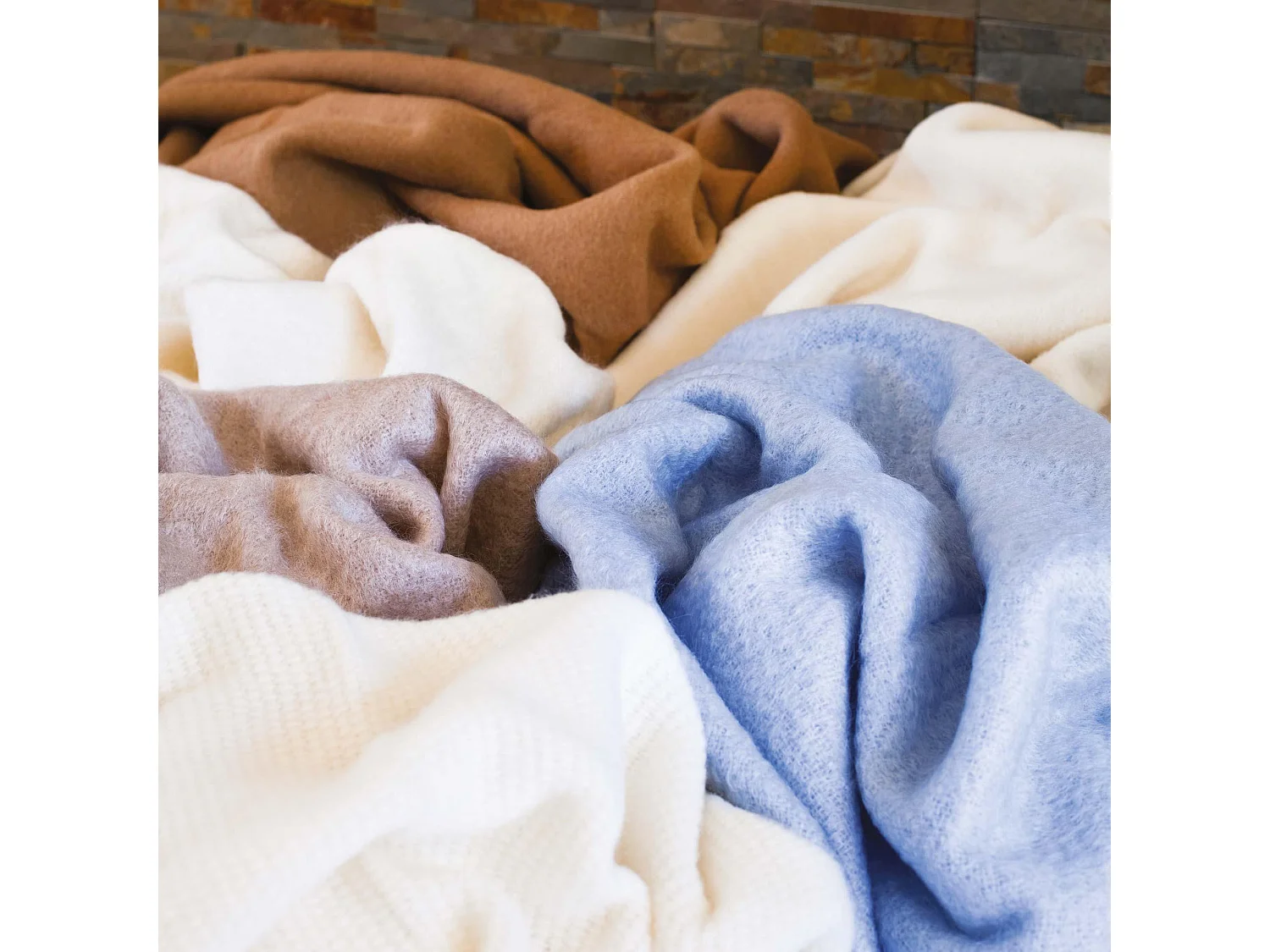 Couverture 180x220 cm Laine Mohair THESEE Gris Perle