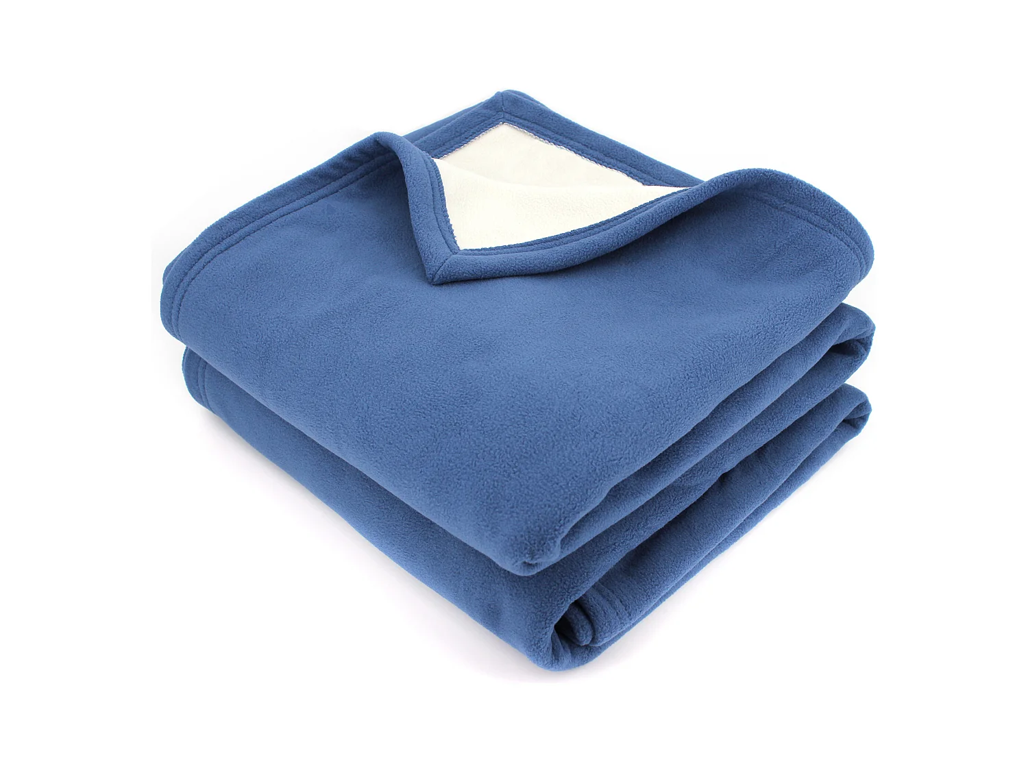 Couverture polaire luxe 240x260 cm 100% polyester 430 g/m2 NARVIK Bleu Pétrole/Naturel