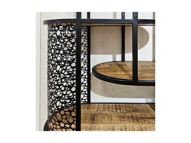 Bibliothèque déstructurée H.181 cm bois de manguier et métal - MANHO