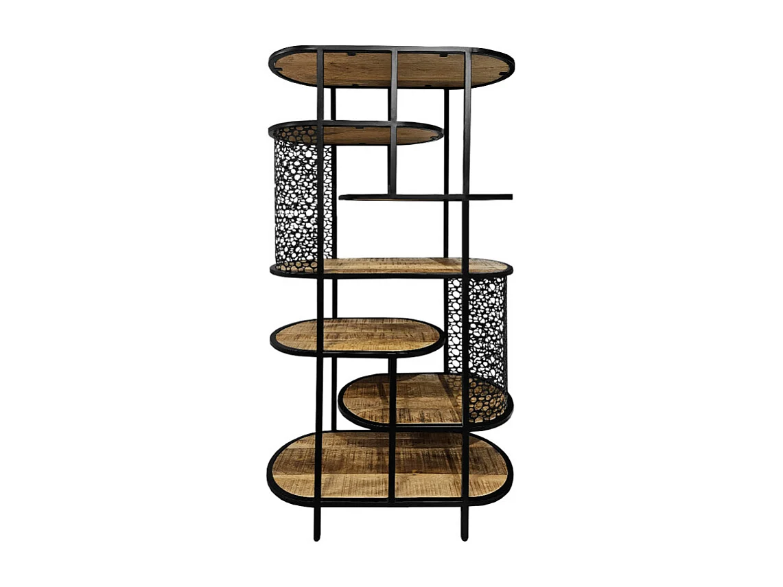 Bibliothèque déstructurée H.181 cm bois de manguier et métal - MANHO