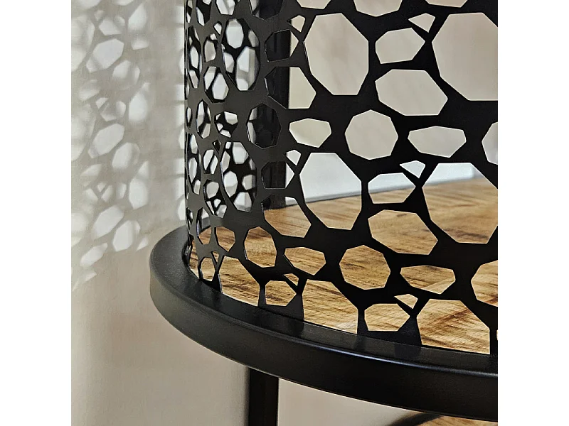 Bibliothèque déstructurée H.181 cm bois de manguier et métal - MANHO