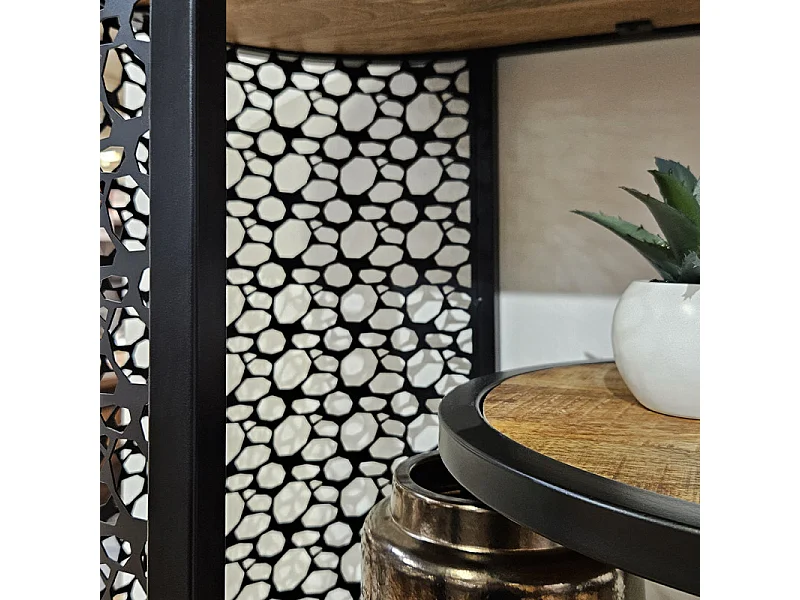 Bibliothèque déstructurée H.181 cm bois de manguier et métal - MANHO