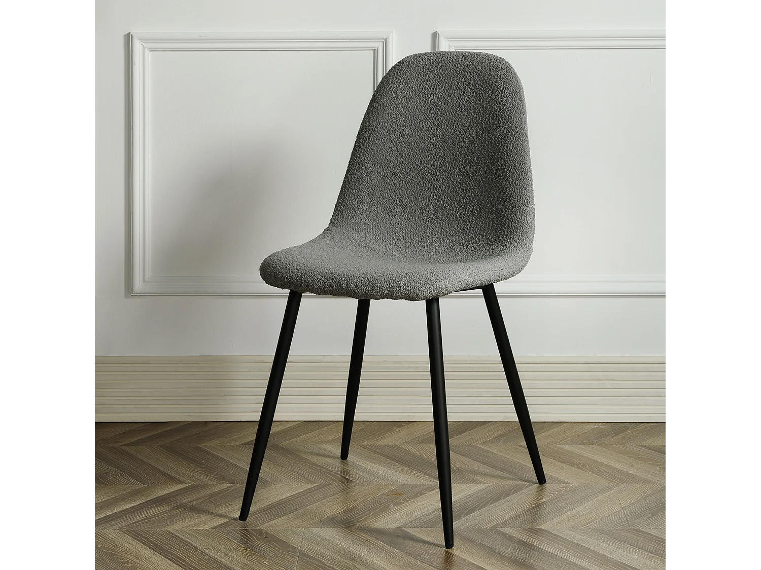 Lot De 4 Chaises De Salle À Manger Scandinave Avec Dossier Assise Rembourrée, Gris
