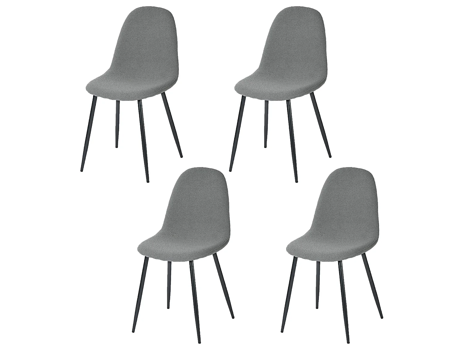 Lot De 4 Chaises De Salle À Manger Scandinave Avec Dossier Assise Rembourrée, Gris