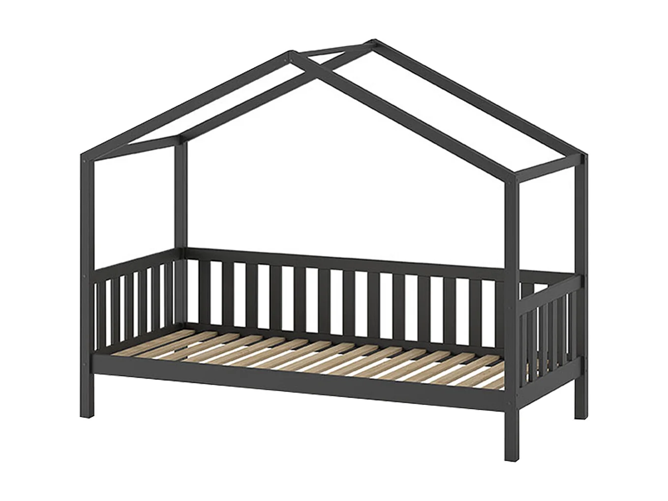 Lit cabane 90x200 sommier et tiroir inclus Dallas Anthracite