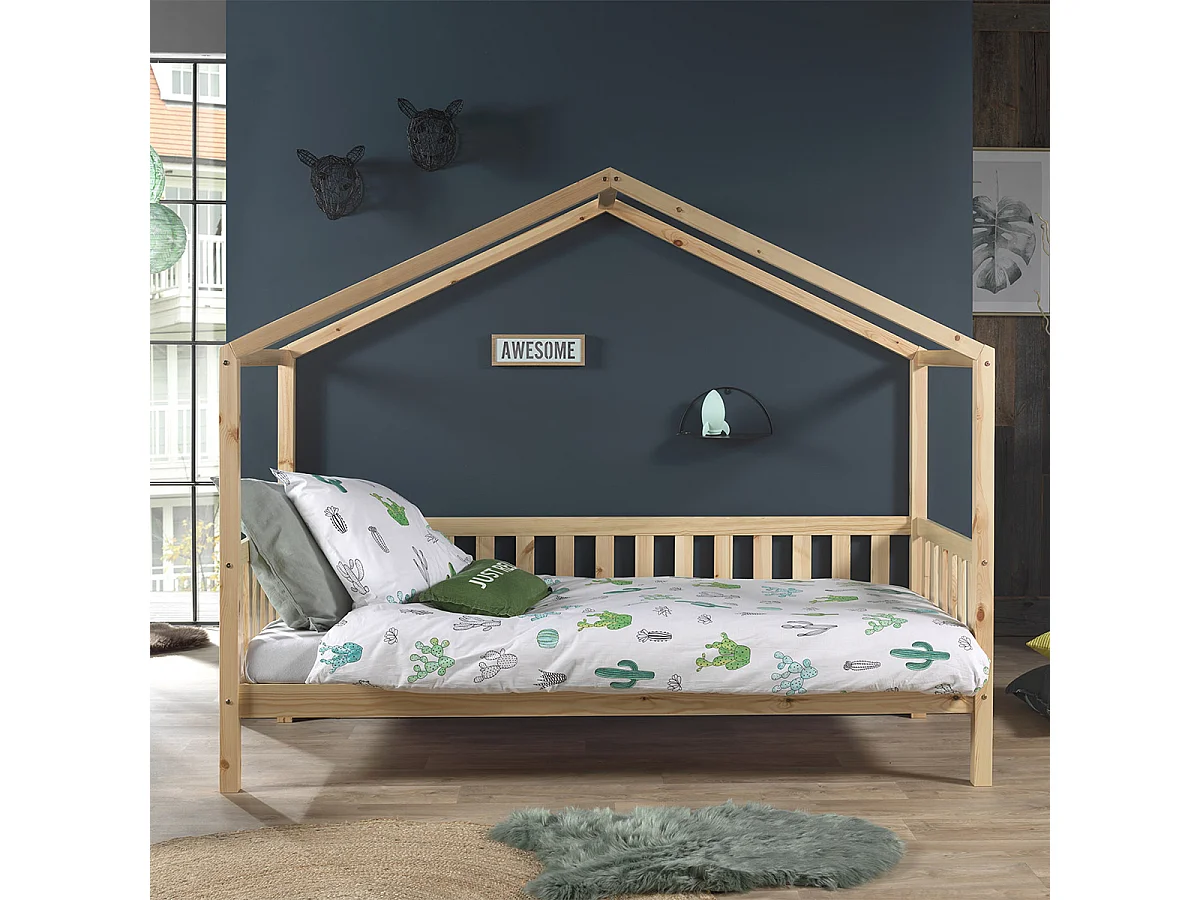 Pack - Lit Enfant, Barrière & Tiroir "Dallas II" 90x200cm Naturel