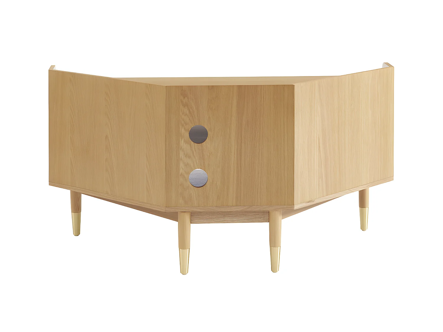 Bombong - Meuble tv d'angle en bois et cannage L120cm - Bois clair