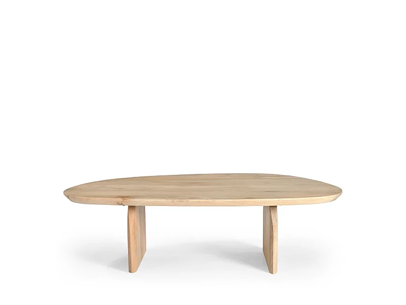 Malang - Table basse organique en bois massif de manguier - Bois clair