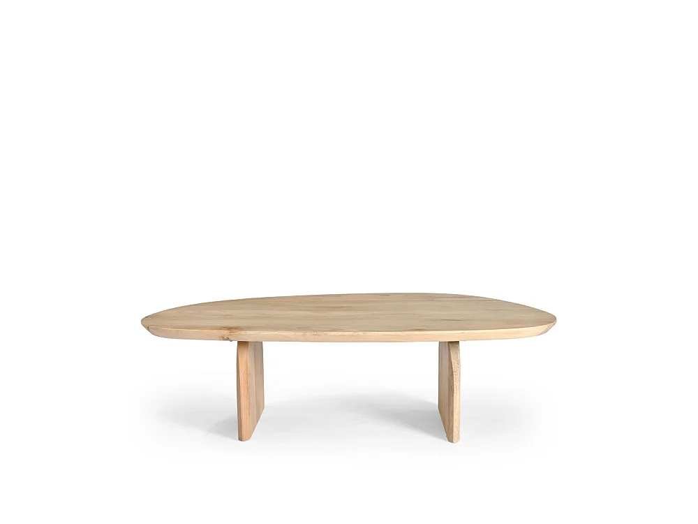 Malang - Table basse organique en bois massif de manguier - Bois clair