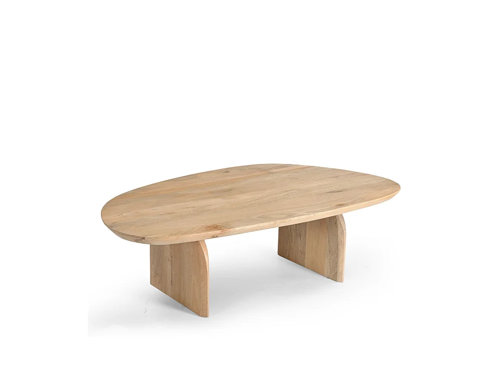 Malang - Table basse organique en bois massif de manguier - Bois clair