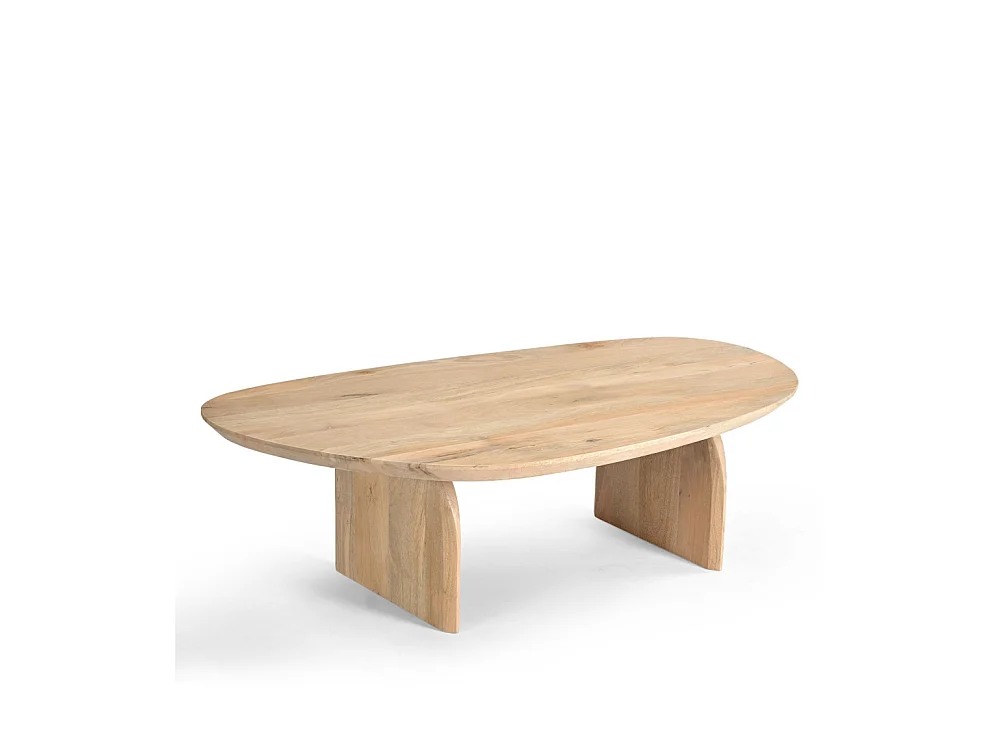 Malang - Table basse organique en bois massif de manguier - Bois clair