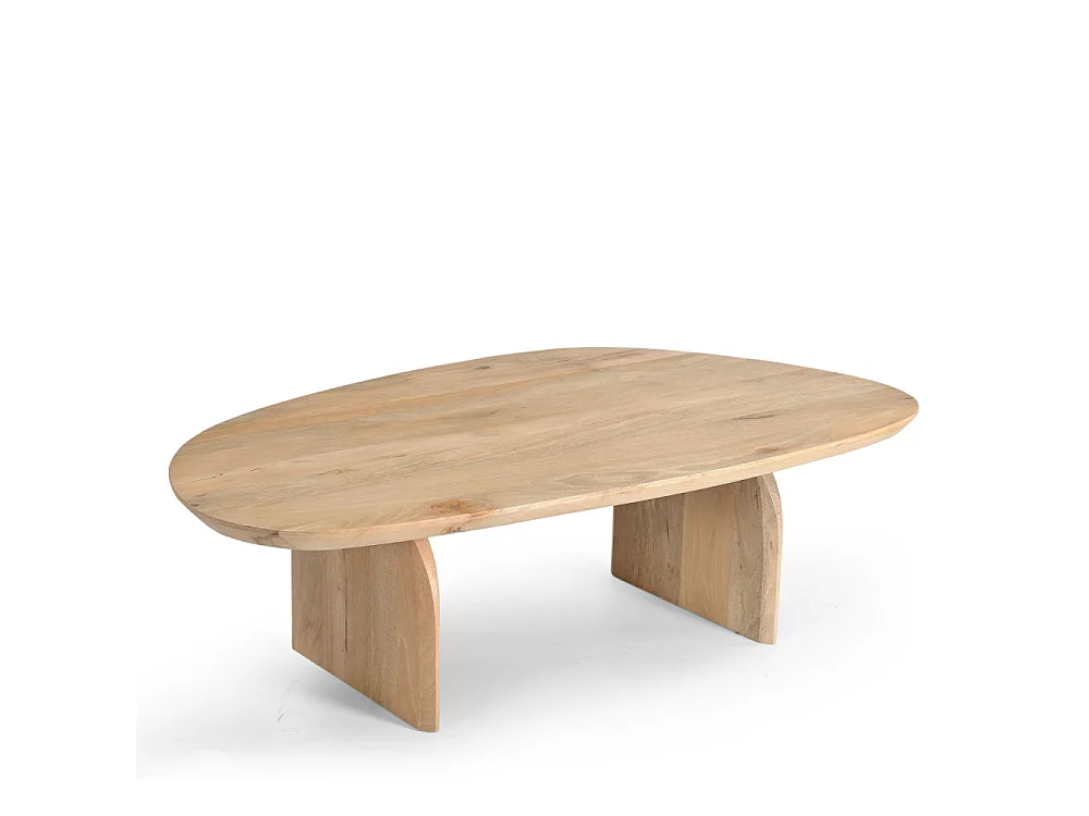 Malang - Table basse organique en bois massif de manguier - Bois clair