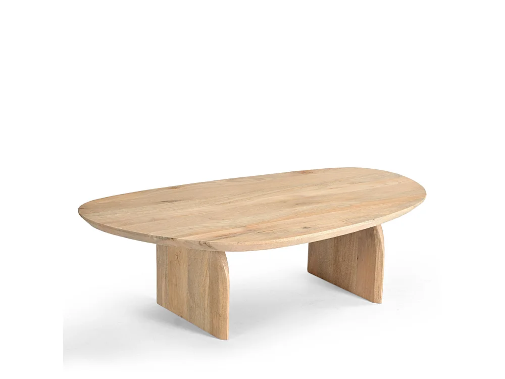 Malang - Table basse organique en bois massif de manguier - Bois clair