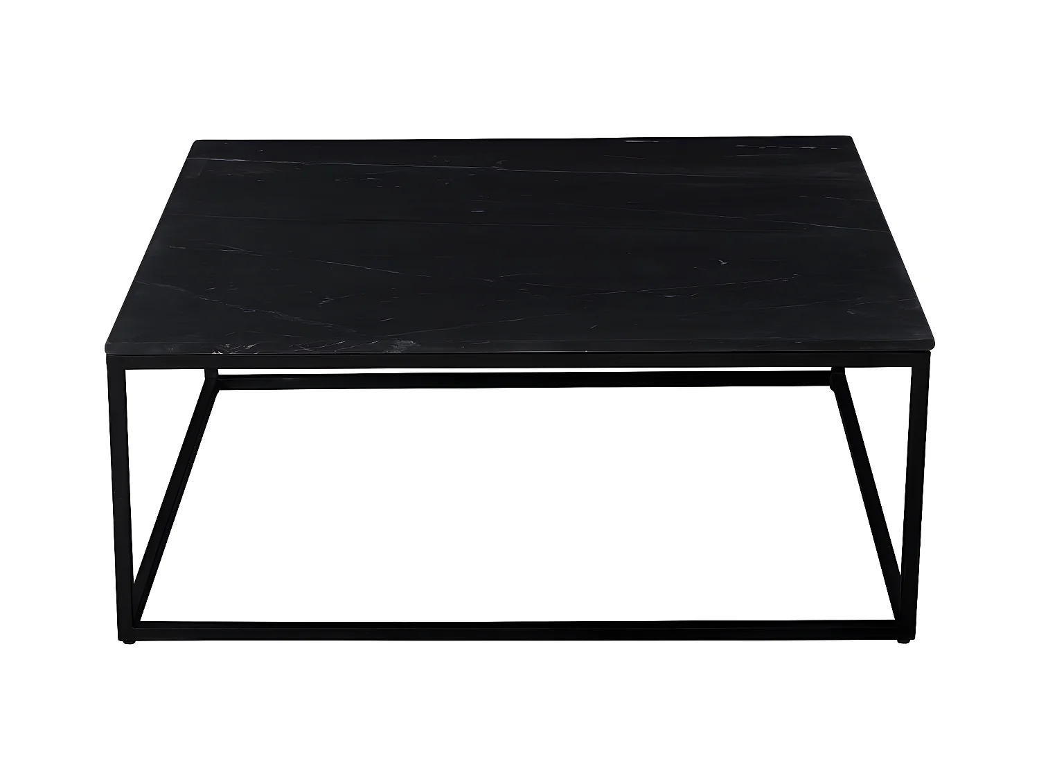 Saku - Table basse carrée en marbre et métal 100x100cm - Noir