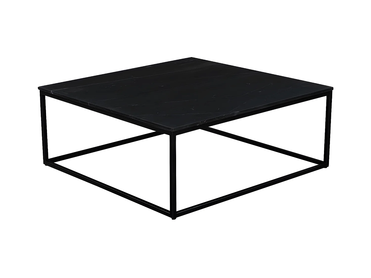 Saku - Table basse carrée en marbre et métal 100x100cm - Noir
