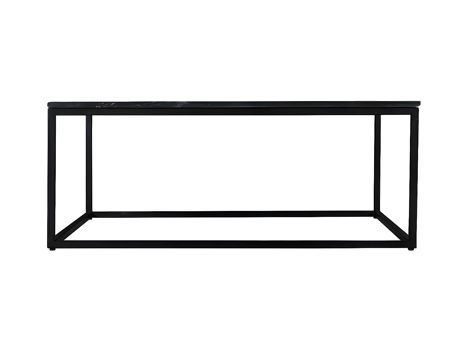Saku - Table basse carrée en marbre et métal 100x100cm - Noir