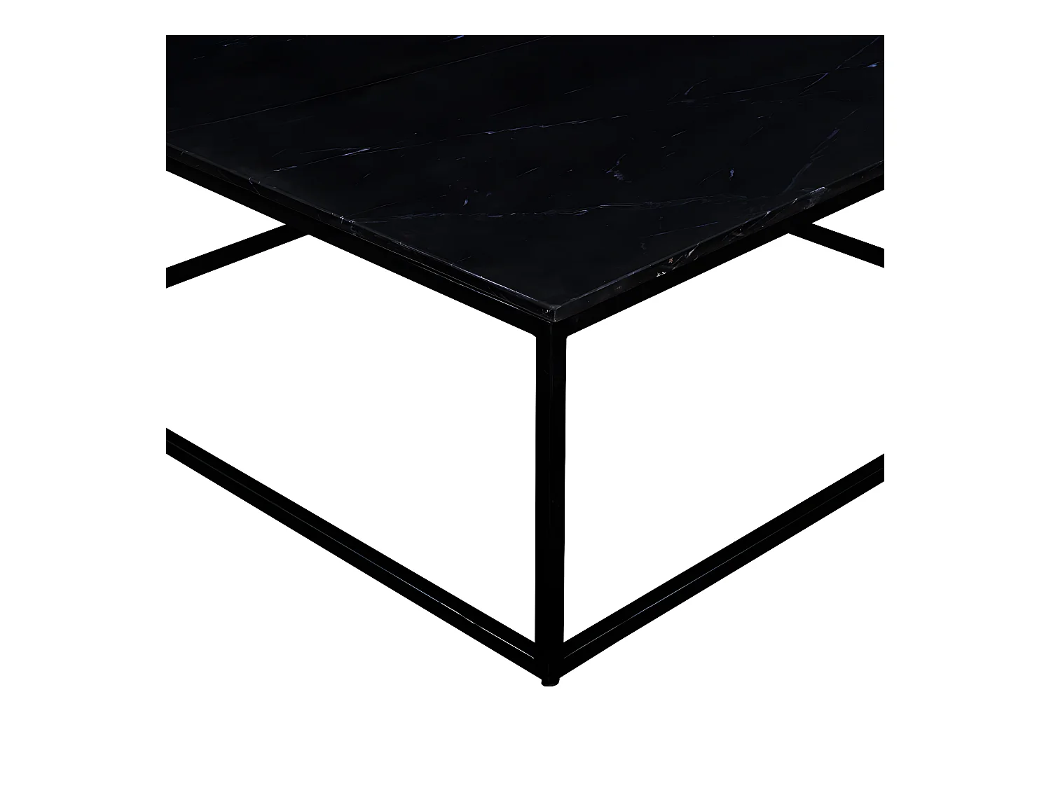 Saku - Table basse carrée en marbre et métal 100x100cm - Noir