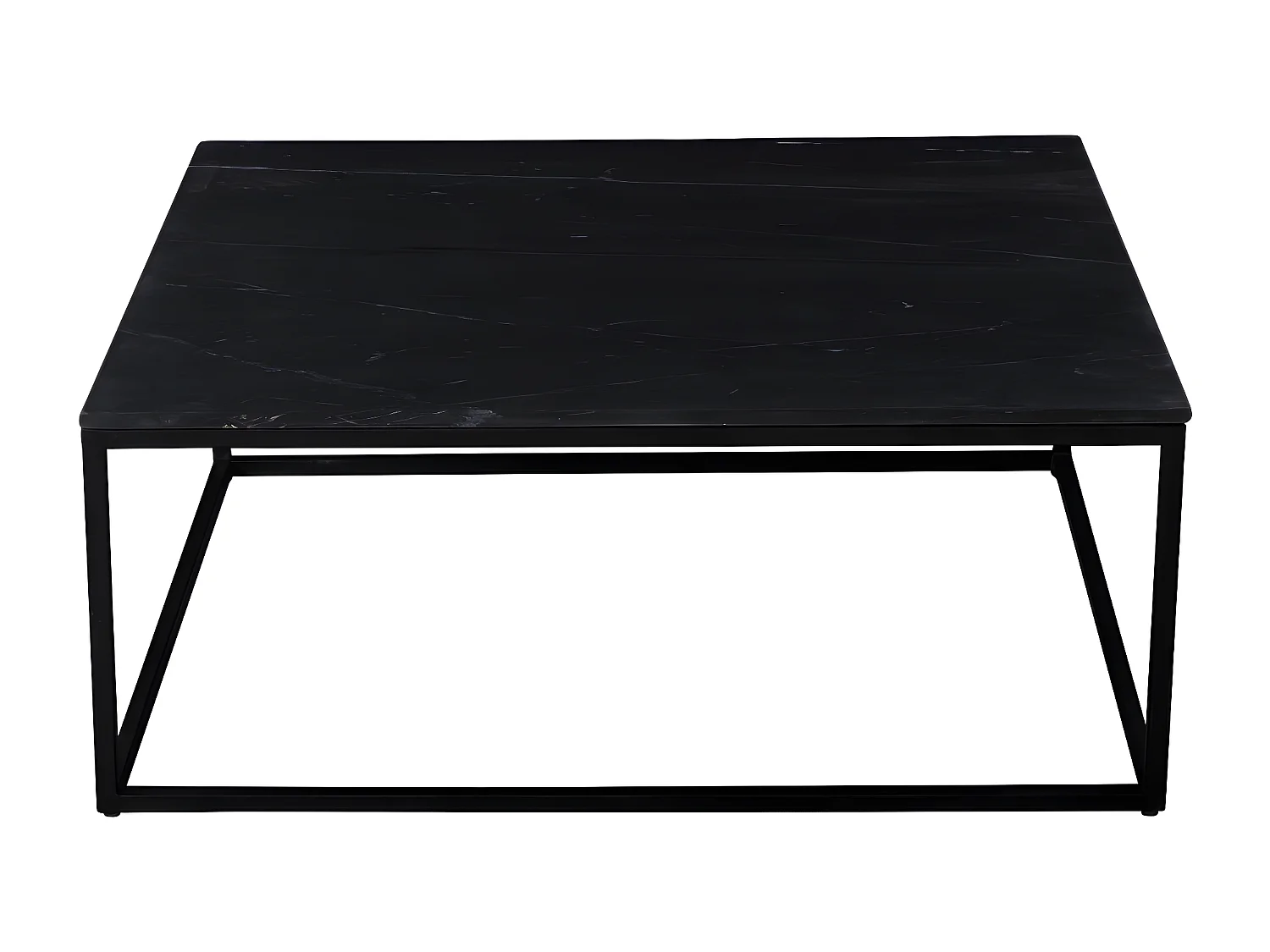 Saku - Table basse carrée en marbre et métal 100x100cm - Noir