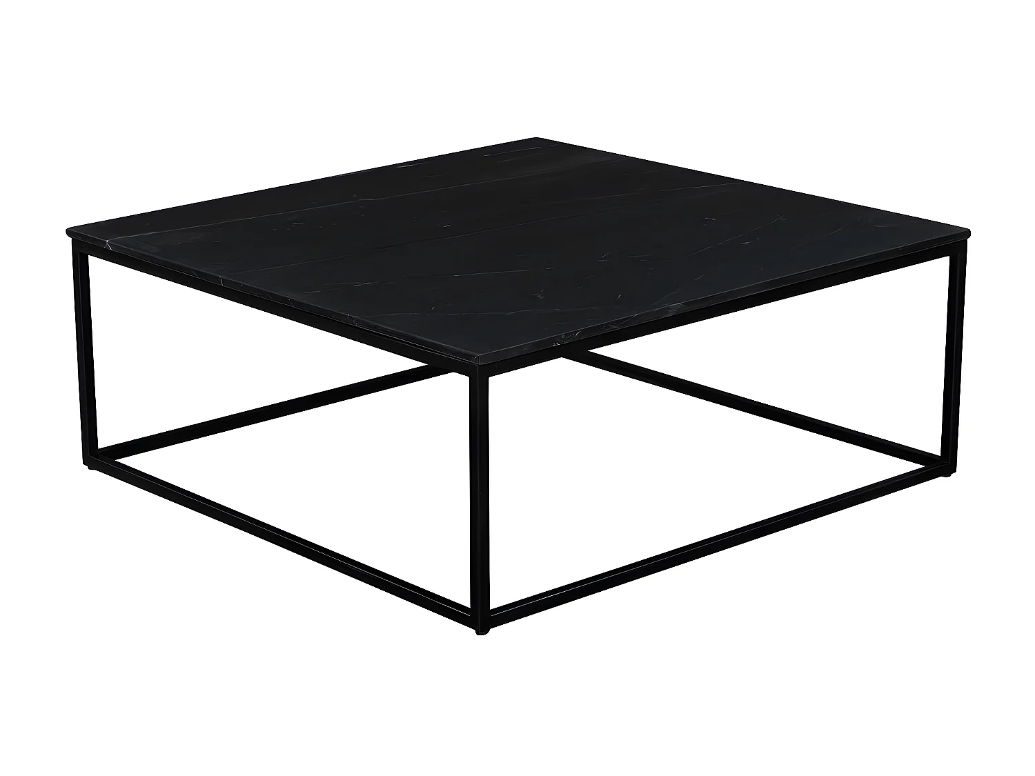 Saku - Table basse carrée en marbre et métal 100x100cm - Noir