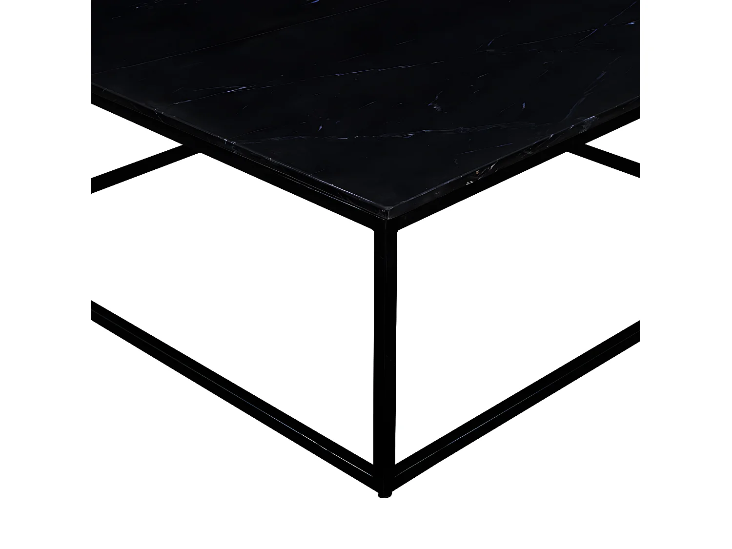 Saku - Table basse carrée en marbre et métal 100x100cm - Noir