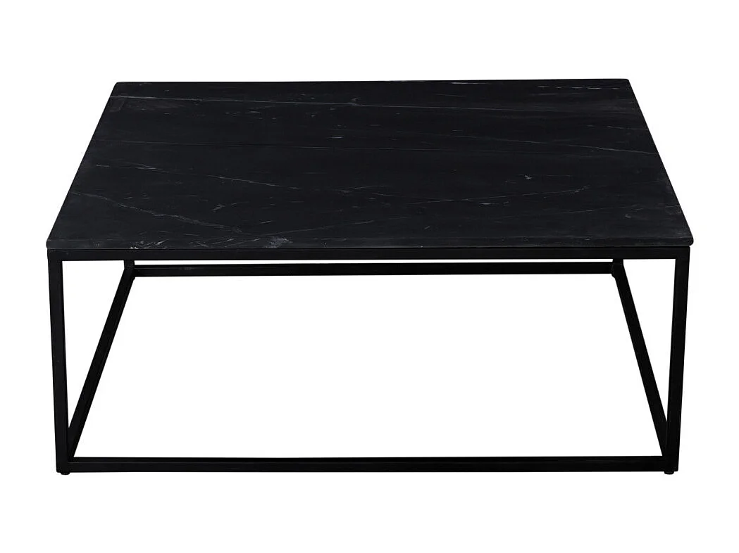 Saku - Table basse carrée en marbre et métal 100x100cm - Noir