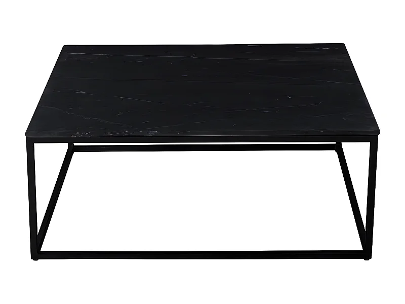 Saku - Table basse carrée en marbre et métal 100x100cm - Noir