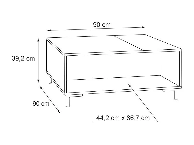 Table basse décor béton gris chêne clair et pieds noir - MADDY