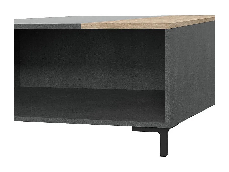 Table basse décor béton gris chêne clair et pieds noir - MADDY