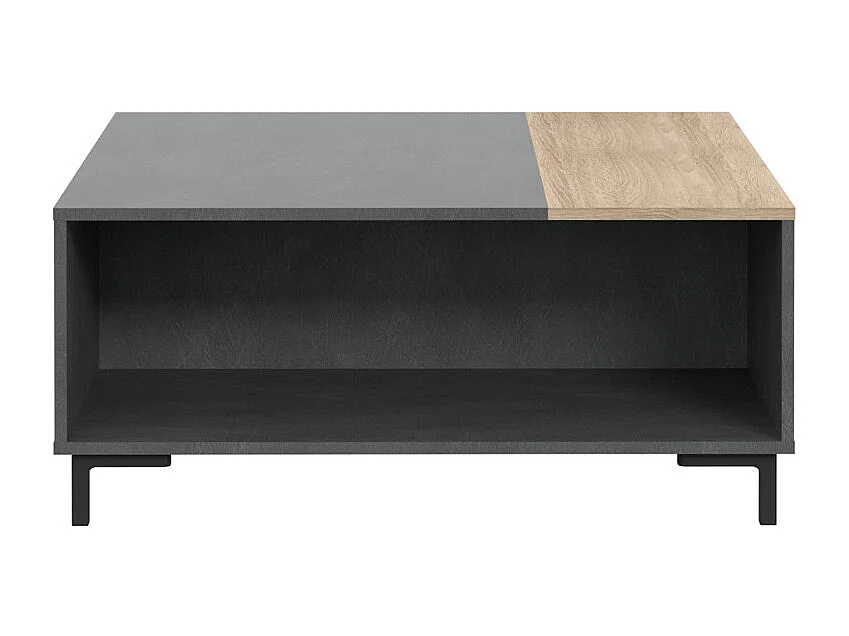 Table basse décor béton gris chêne clair et pieds noir - MADDY