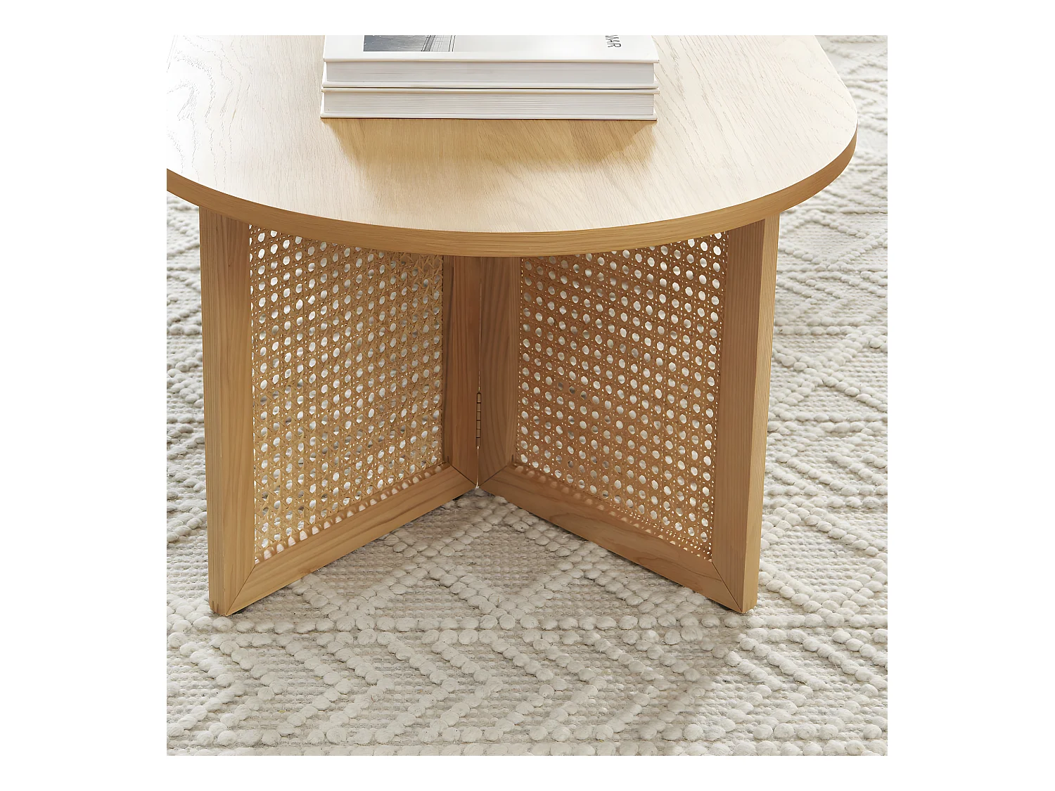 Bombong - Table basse en bois et cannage L120cm - Bois clair