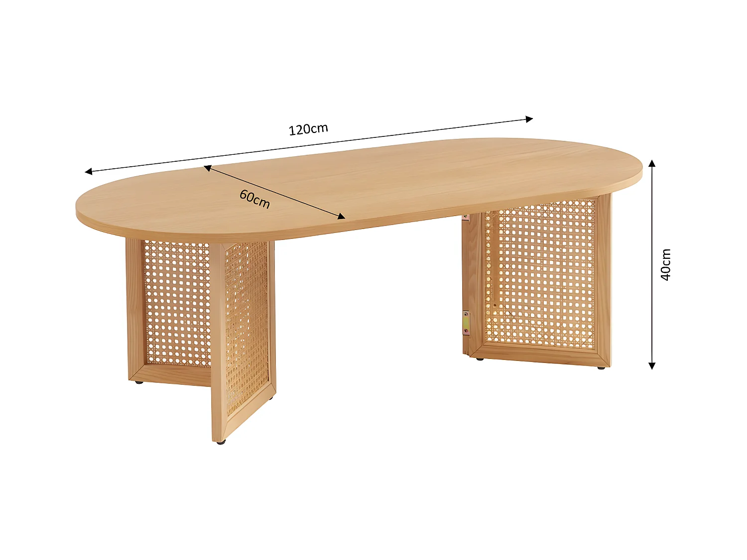 Bombong - Table basse en bois et cannage L120cm - Bois clair