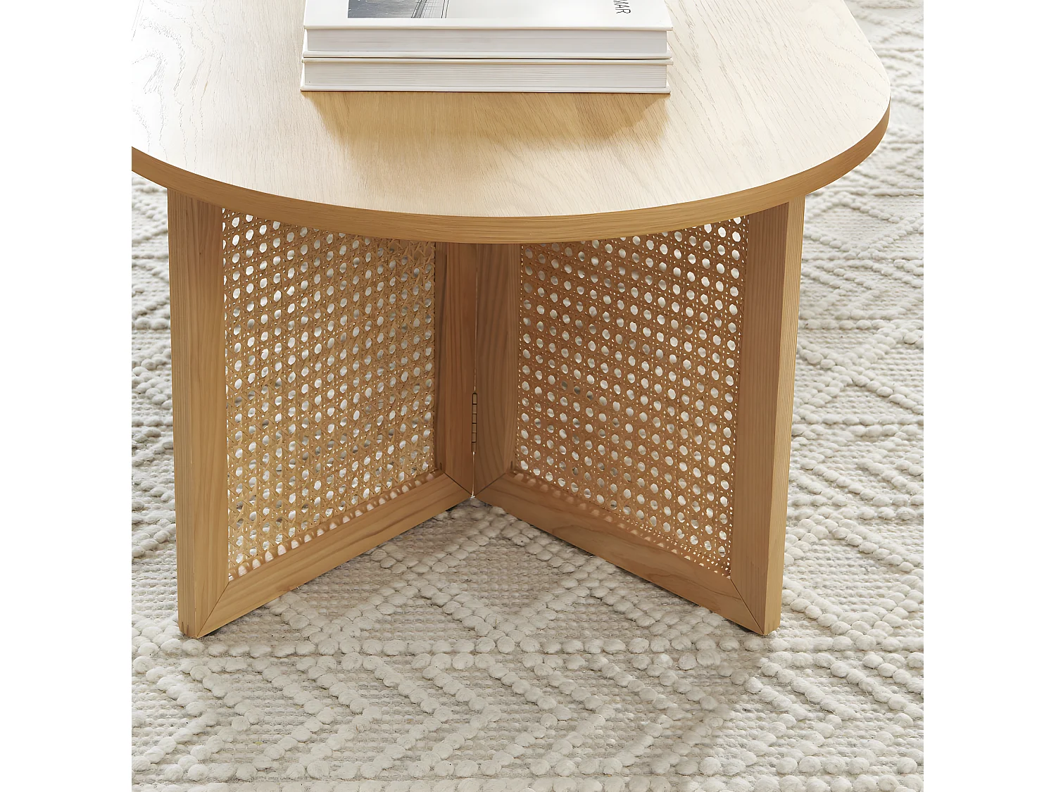 Bombong - Table basse en bois et cannage L120cm - Bois clair