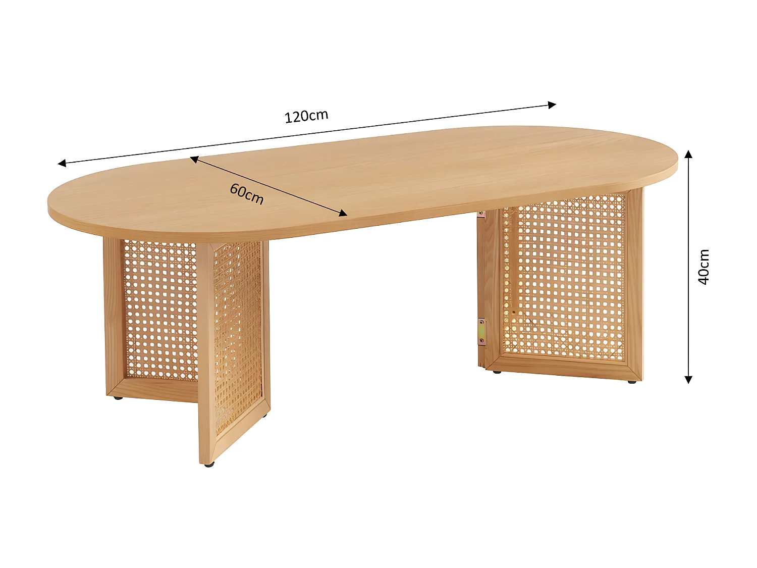 Bombong - Table basse en bois et cannage L120cm - Bois clair