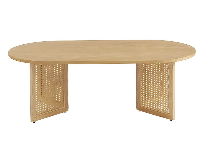 Bombong - Table basse en bois et cannage L120cm - Bois clair