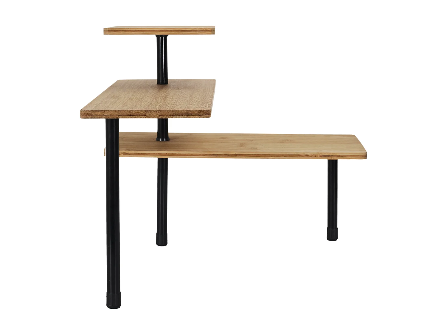 Etagere D Angle Modulable 3 Niveaux En Bambou Marron, Noir