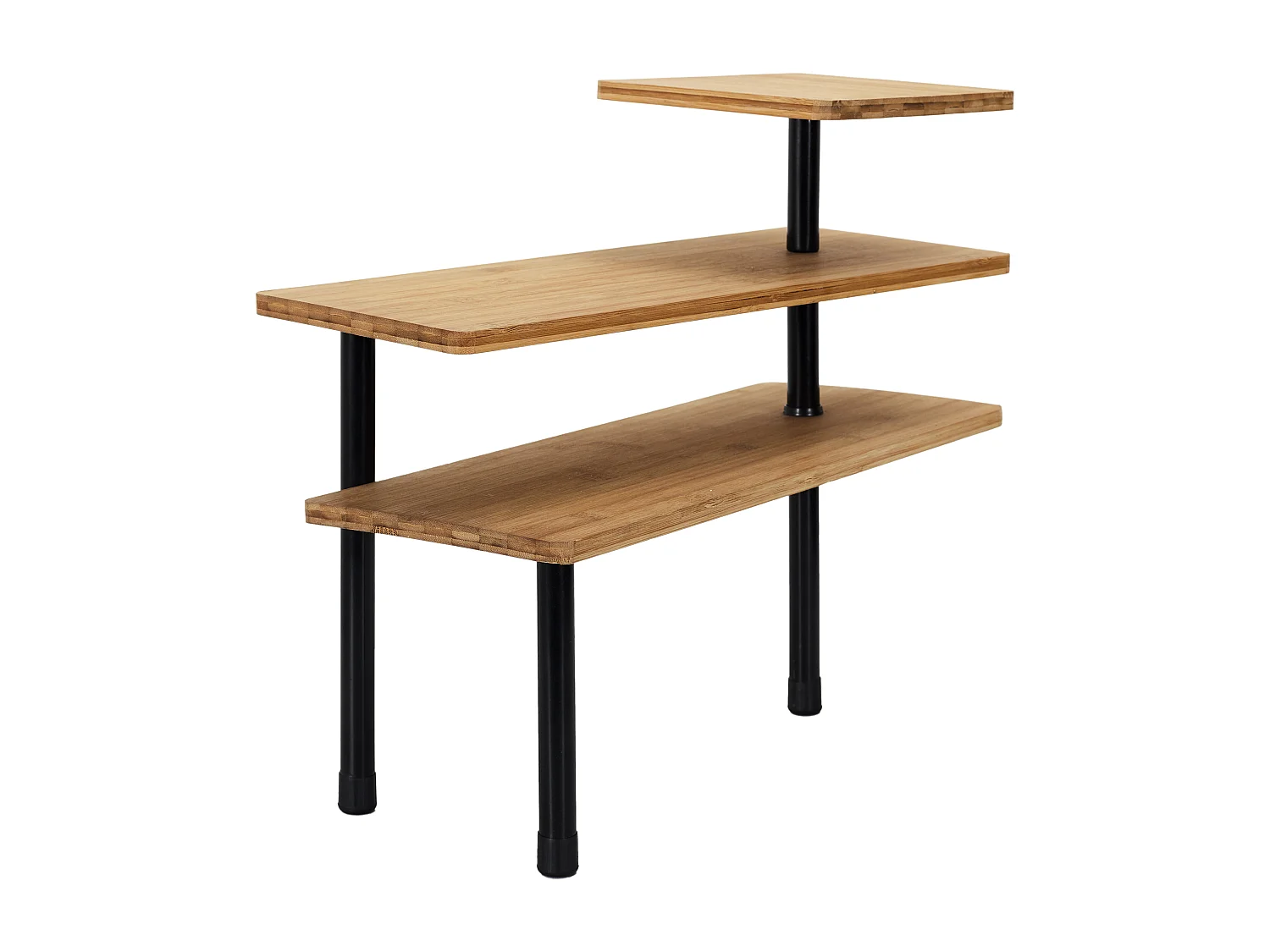 Etagere D Angle Modulable 3 Niveaux En Bambou Marron, Noir