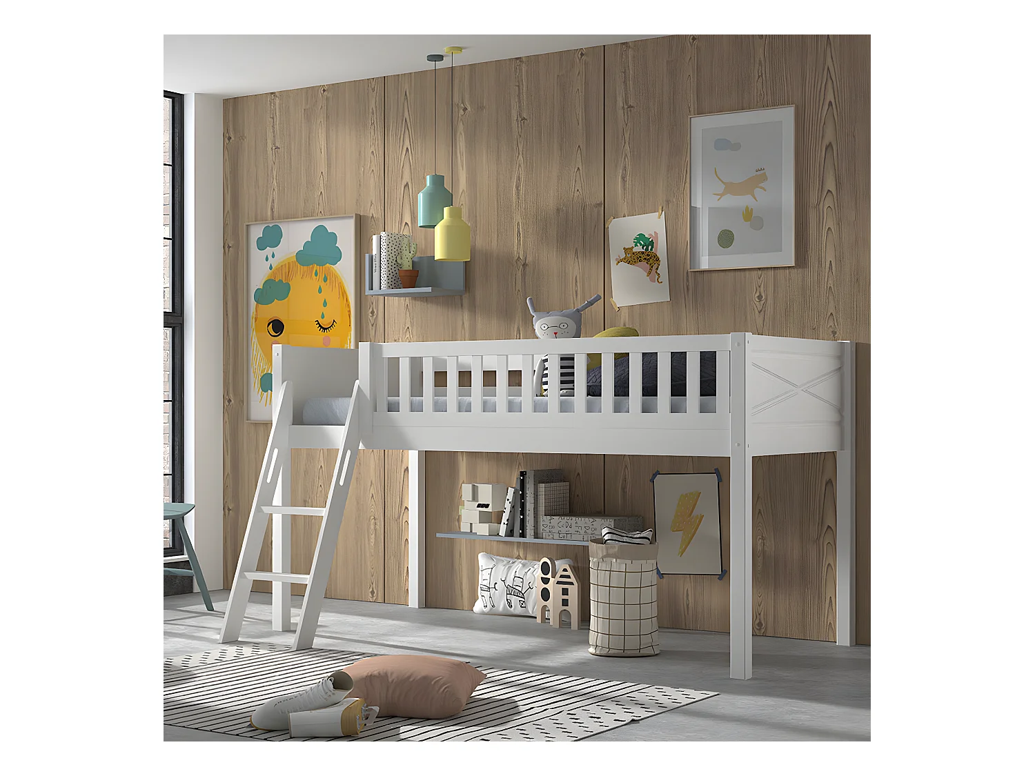 Lit Enfant "Scott" 90x200cm Blanc