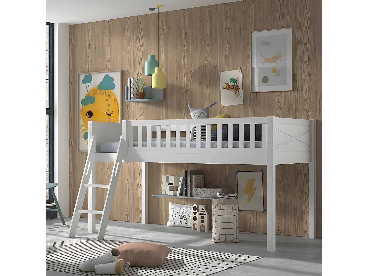 Lit Enfant "Scott" 90x200cm Blanc