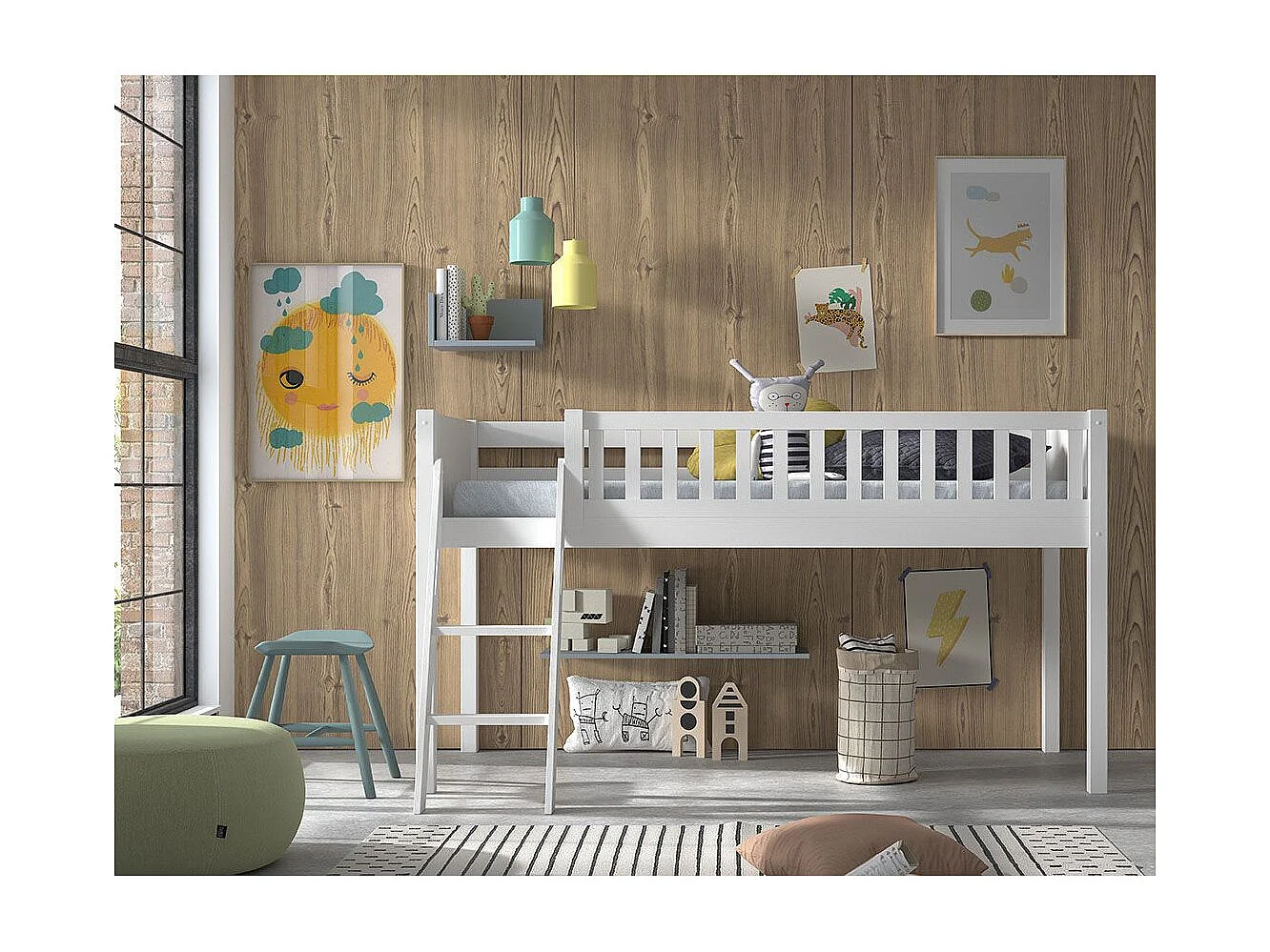 Lit Enfant "Scott" 90x200cm Blanc