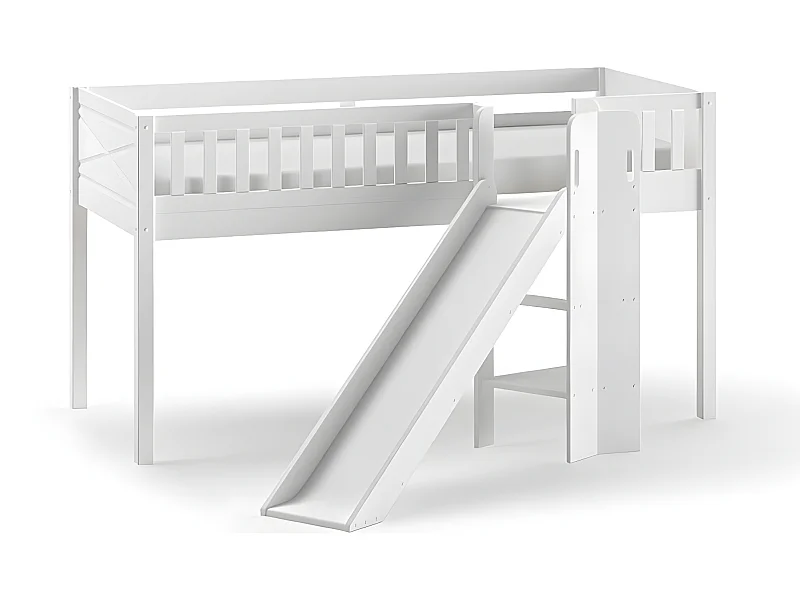 Lit Enfant Toboggan "Scott" 90x200cm Blanc