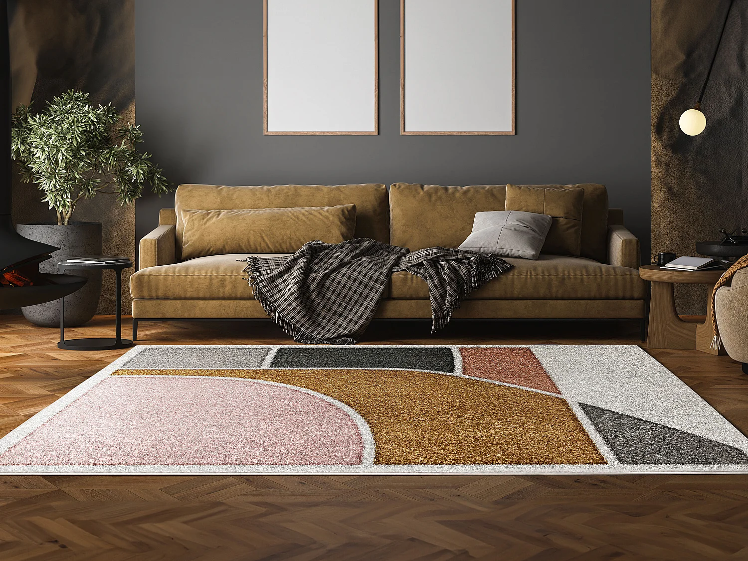 Tapis design géométrique - 160 x 230 cm - Multicolore - JANNEA