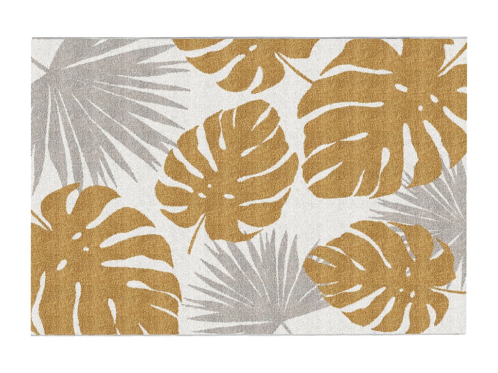 Tropischer Teppich mit Palmenmotiv - 160 x 230 cm - Grau & Goldfarben - TROPISIA