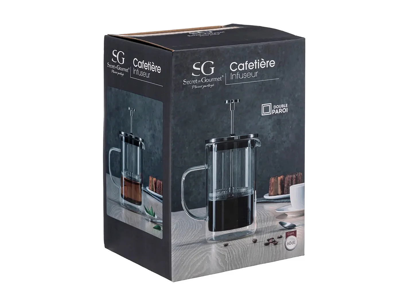 Cafetière Double Paroi en Verre "Loft" 60cl Noir