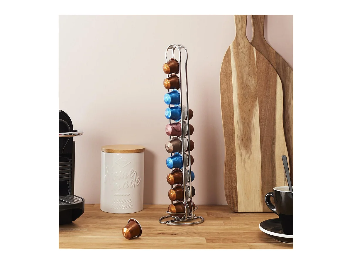 Porte 20 Capsules Espresso "Dosette" 37cm Gris