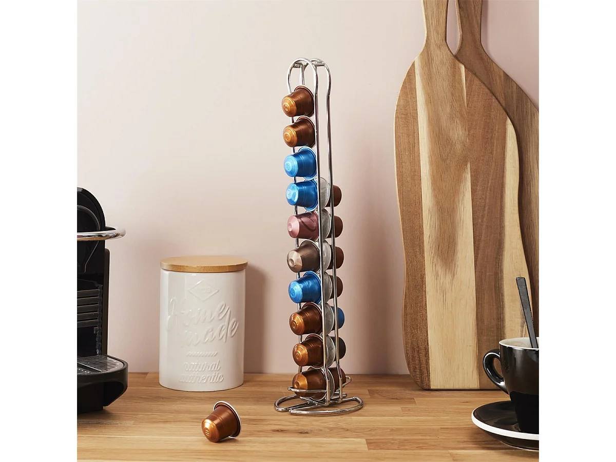 Porte 20 Capsules Espresso "Dosette" 37cm Gris