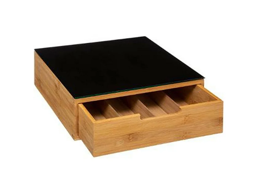 Porte-Capsules Tiroir "Blackbamboo" 30cm Naturel