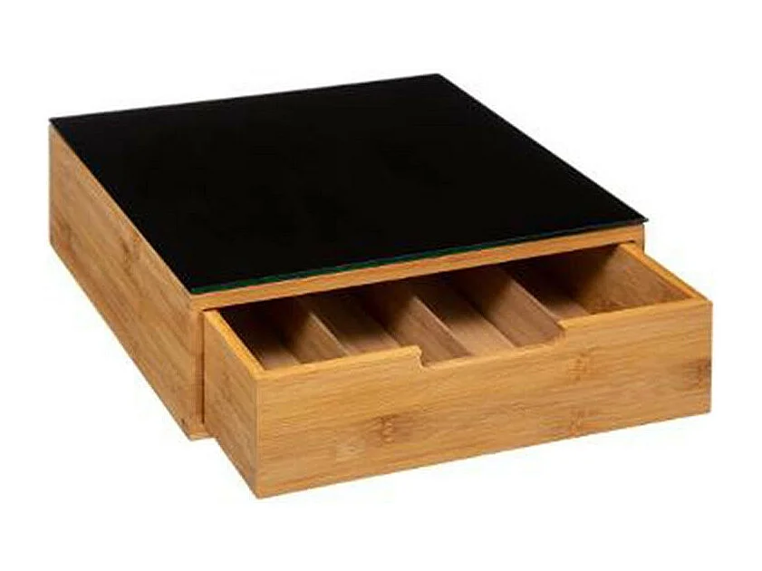Porte-Capsules Tiroir "Blackbamboo" 30cm Naturel