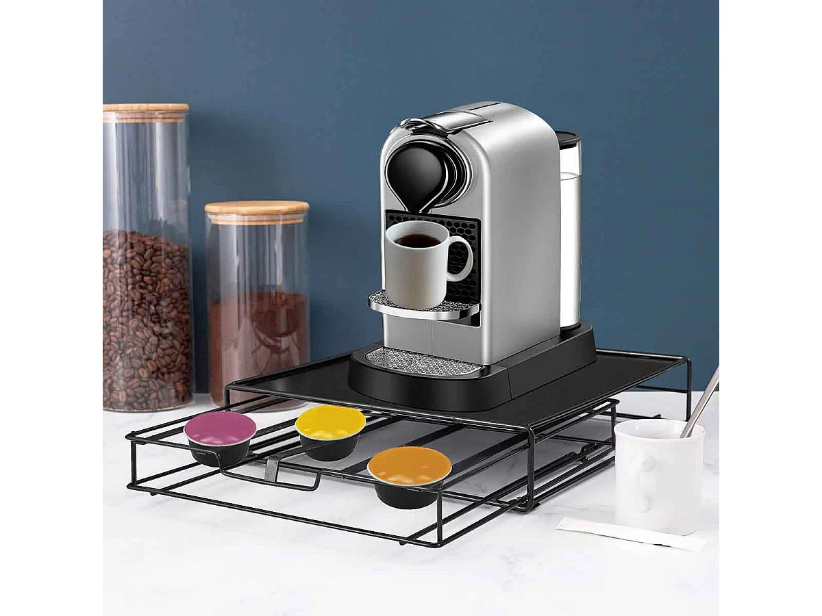 Tiroir Porte-Capsules Métal "Coffee" 31cm Noir