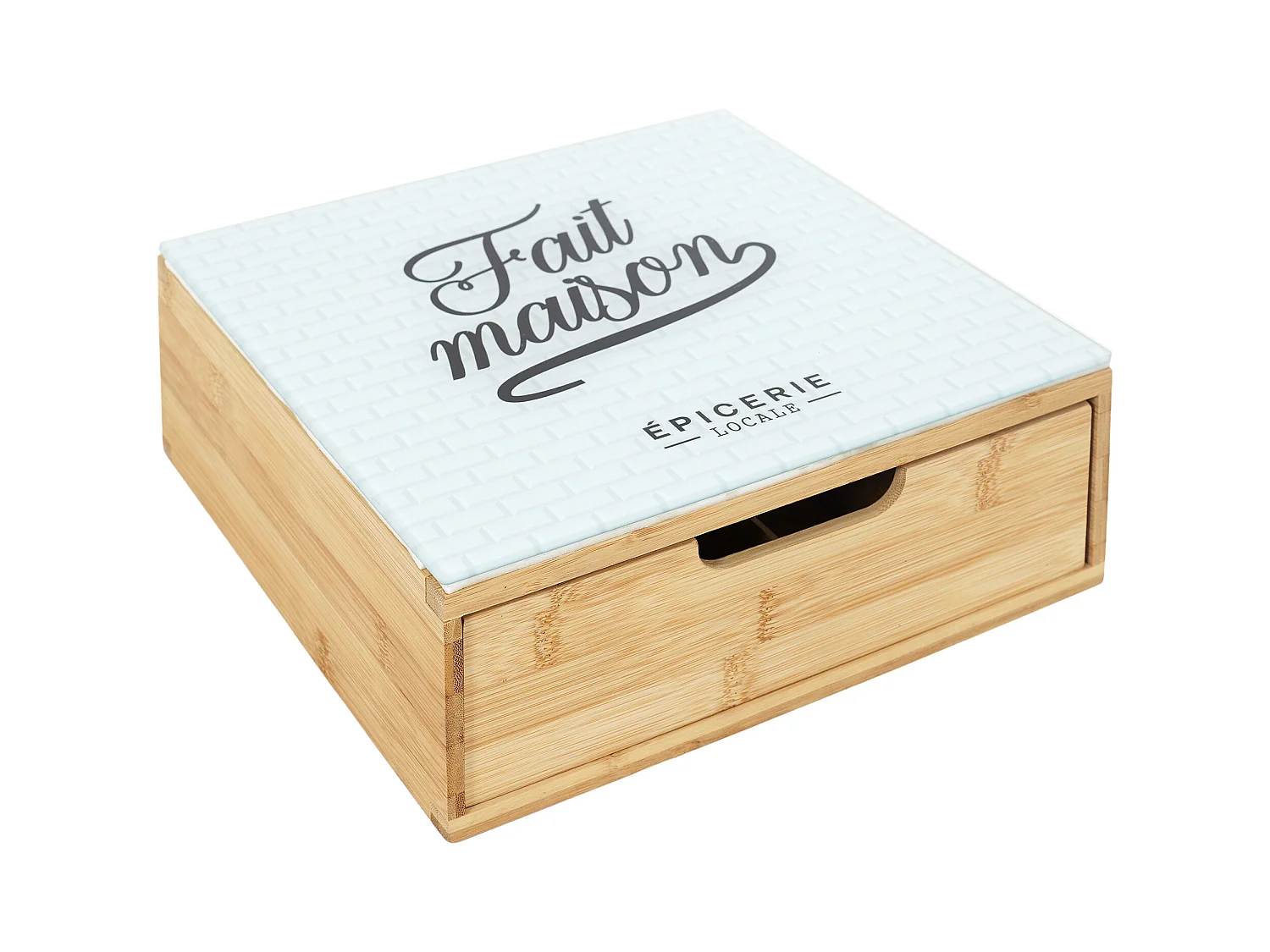 Porte Capsule Tiroir Bois Et Verre Brooklyn Marron, Blanc